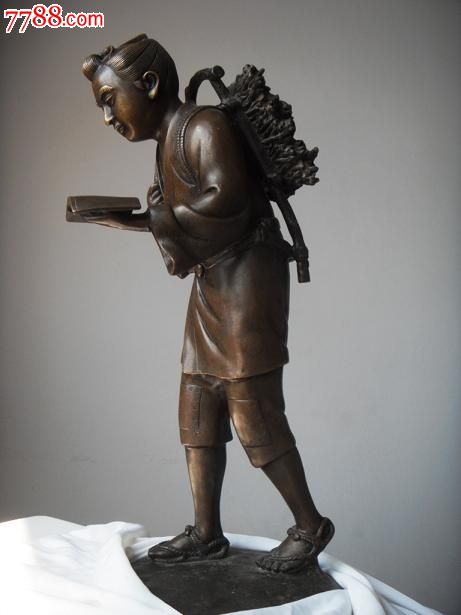 民国*背负柴薪*人物铜像