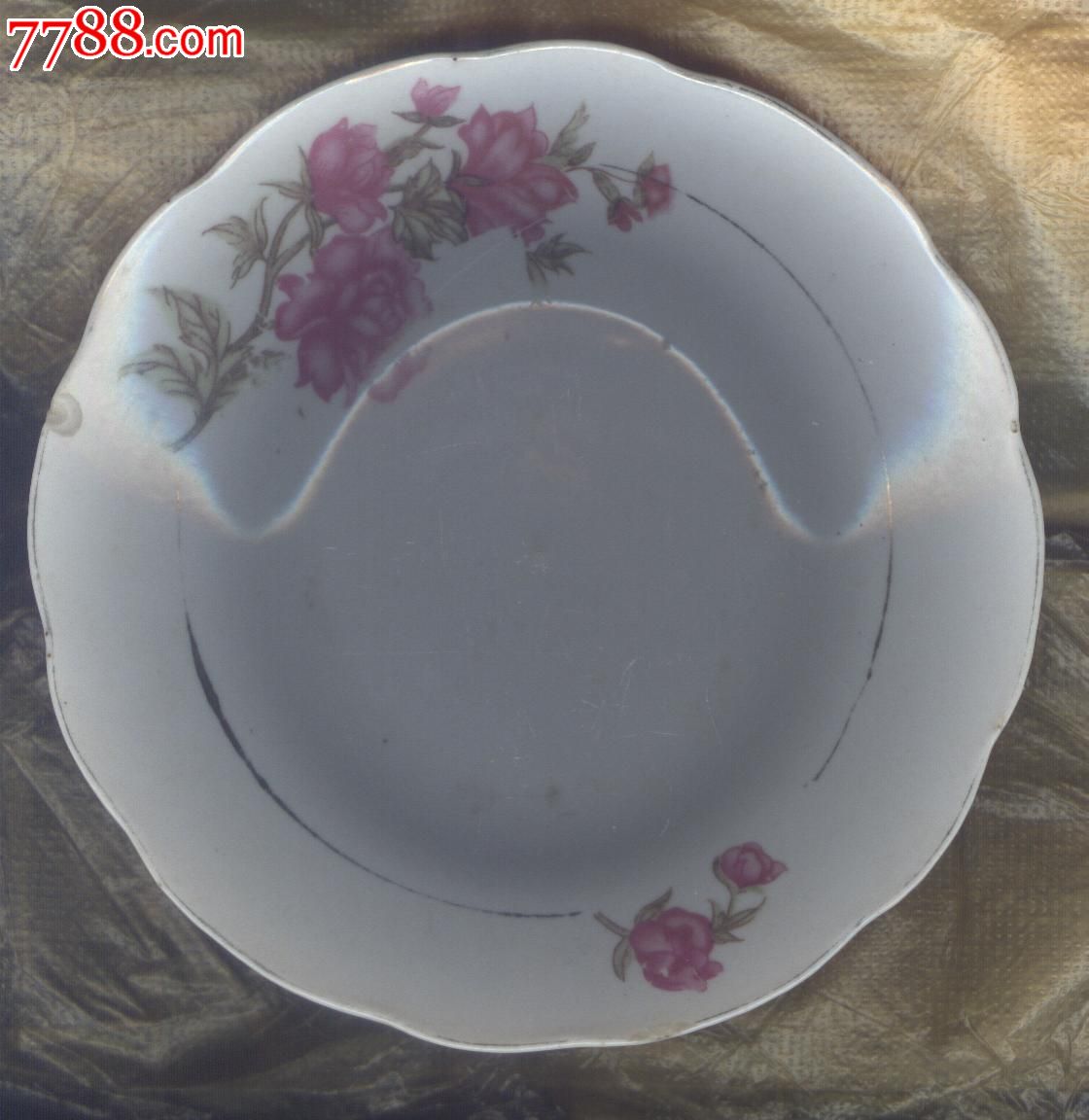 醴陵---芙蓉花卉纹饰瓷盘一只