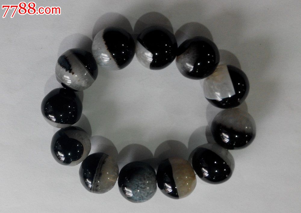 中东黑白玛瑙珠手串