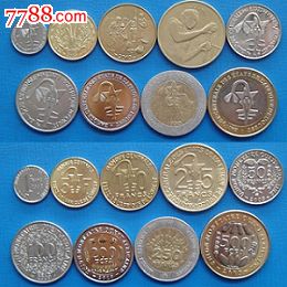 西非法郎硬币全套9枚