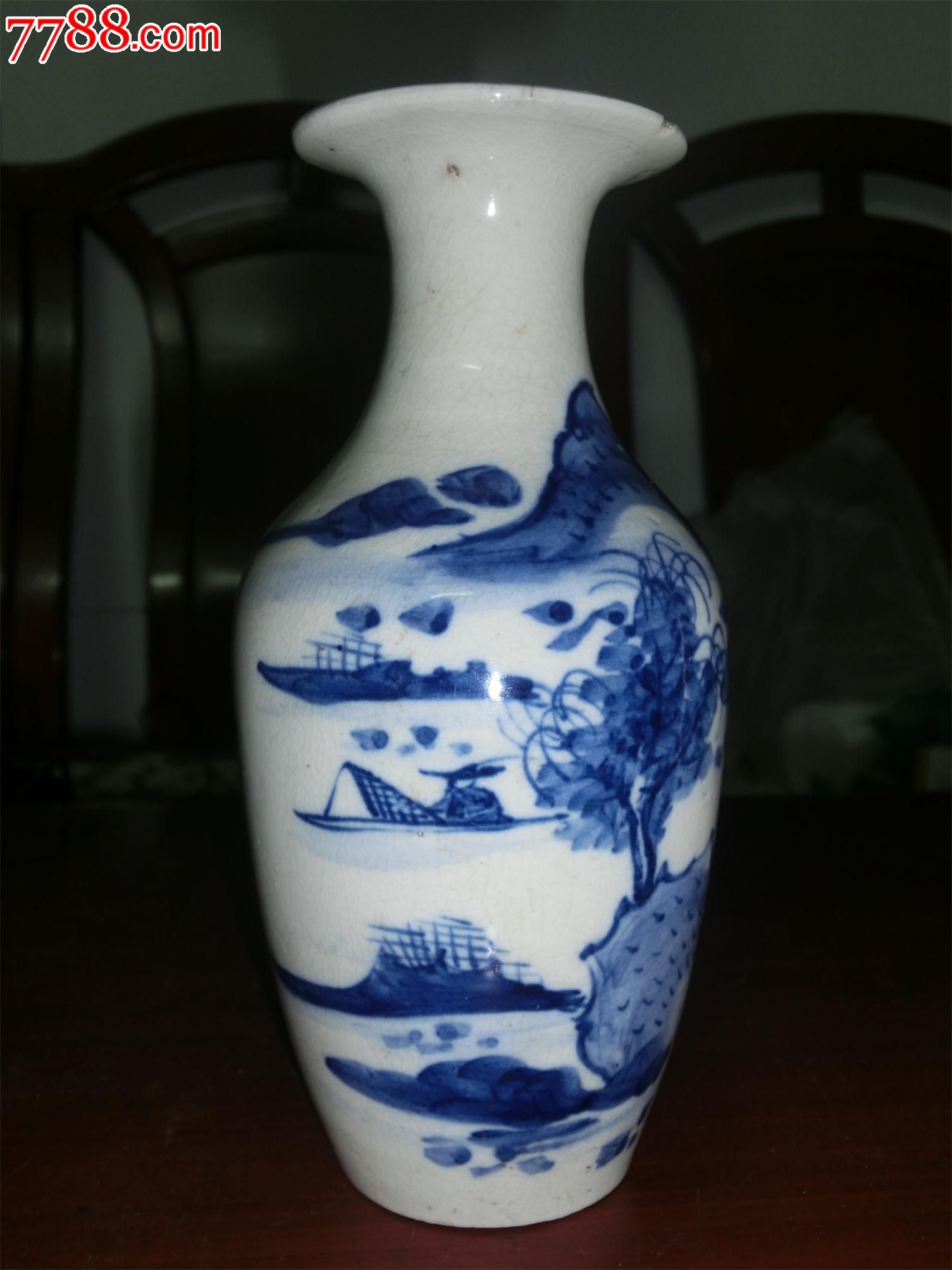 画工漂亮!民国青花山水瓶_青花瓷_第3张_7788瓷器