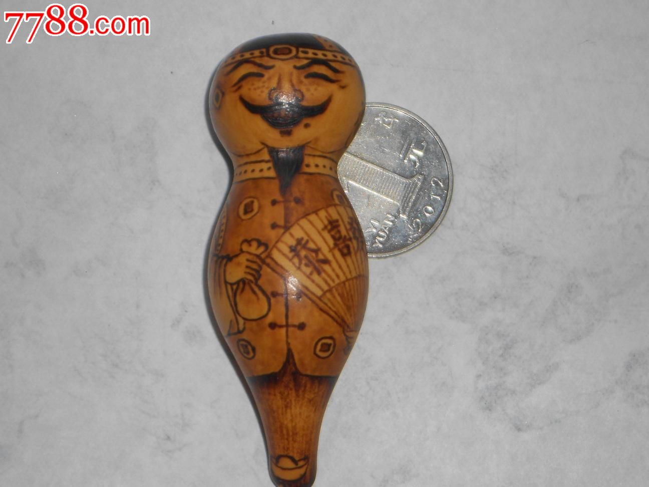 地主图案天然文玩火绘葫芦,小葫芦烙画