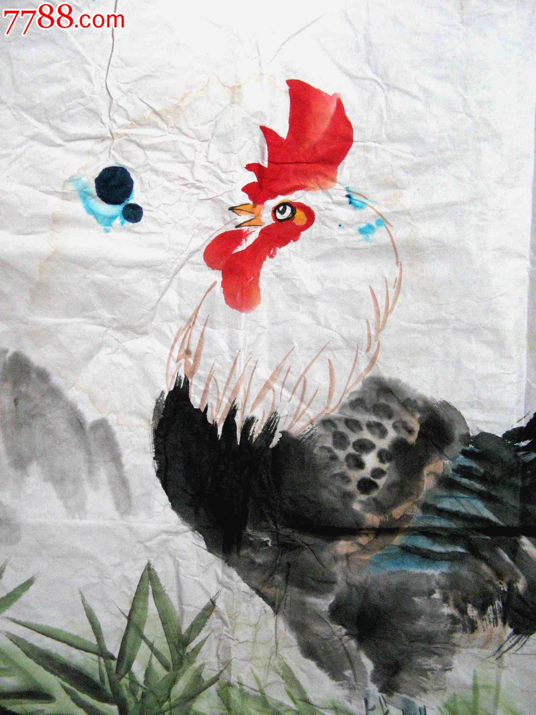 快意洒脱的四尺斗方大鸡画晨晓高鸣