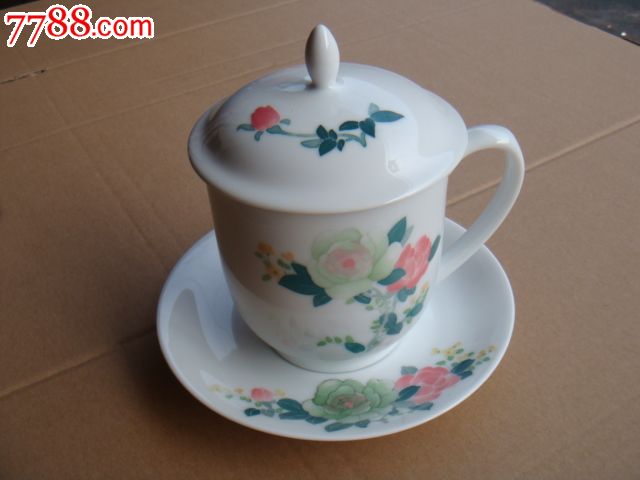 湖南醴陵全手绘瓷茶杯和碟