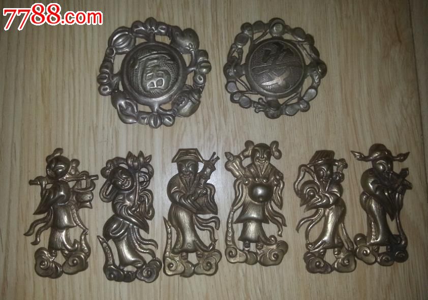 特价清代老银器银帽字帽徽饰品安福八仙图共388元包老好品