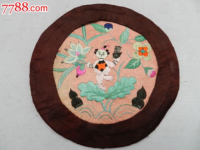 连生贵子图圆绣片2173