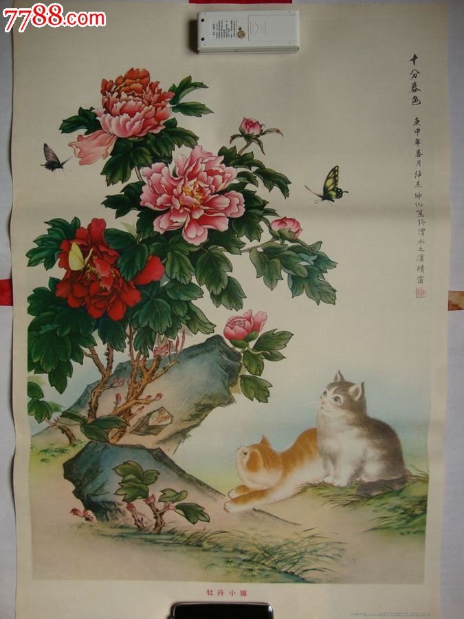 牡丹小猫-价格:150元-se25519785-年画/宣传画-零售-7788收藏__收藏