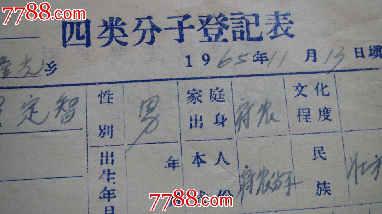 四类分子登记表