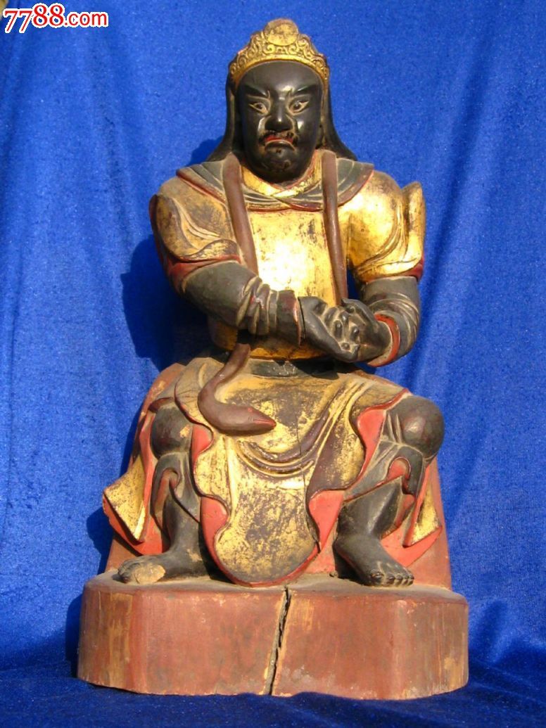 木雕造像,明代真武祖师,调神,张公法王(一组)高36,5cm