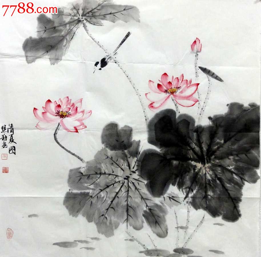 张慧勤四尺斗方工笔画花鸟作品清夏图p6456