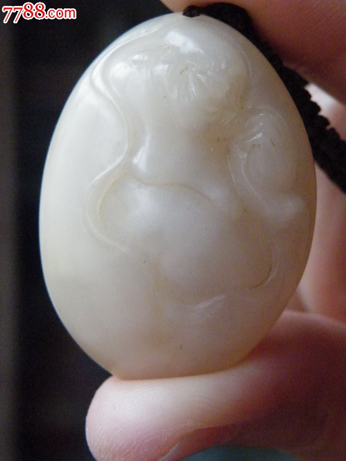 寿山石老性白芙蓉石弥勒佛吊坠挂件超温润