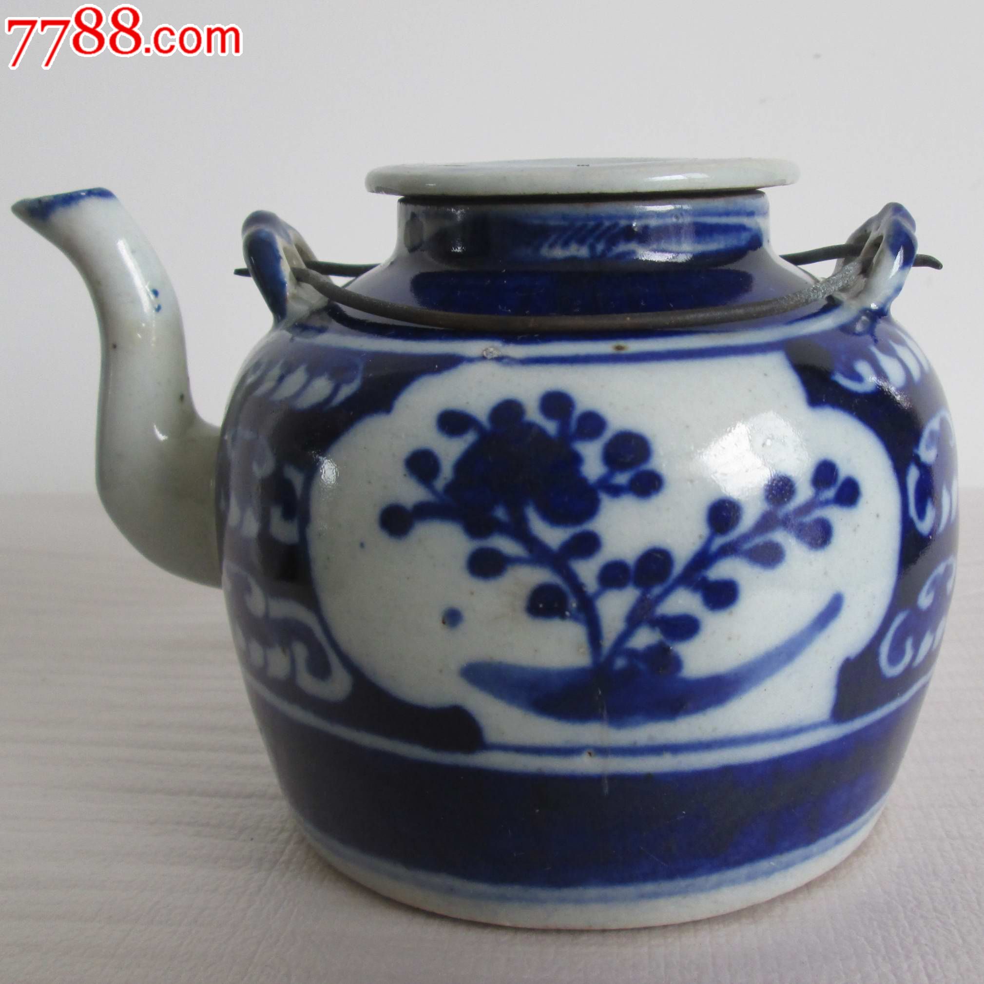 清代清晚期,洋蓝青花壶