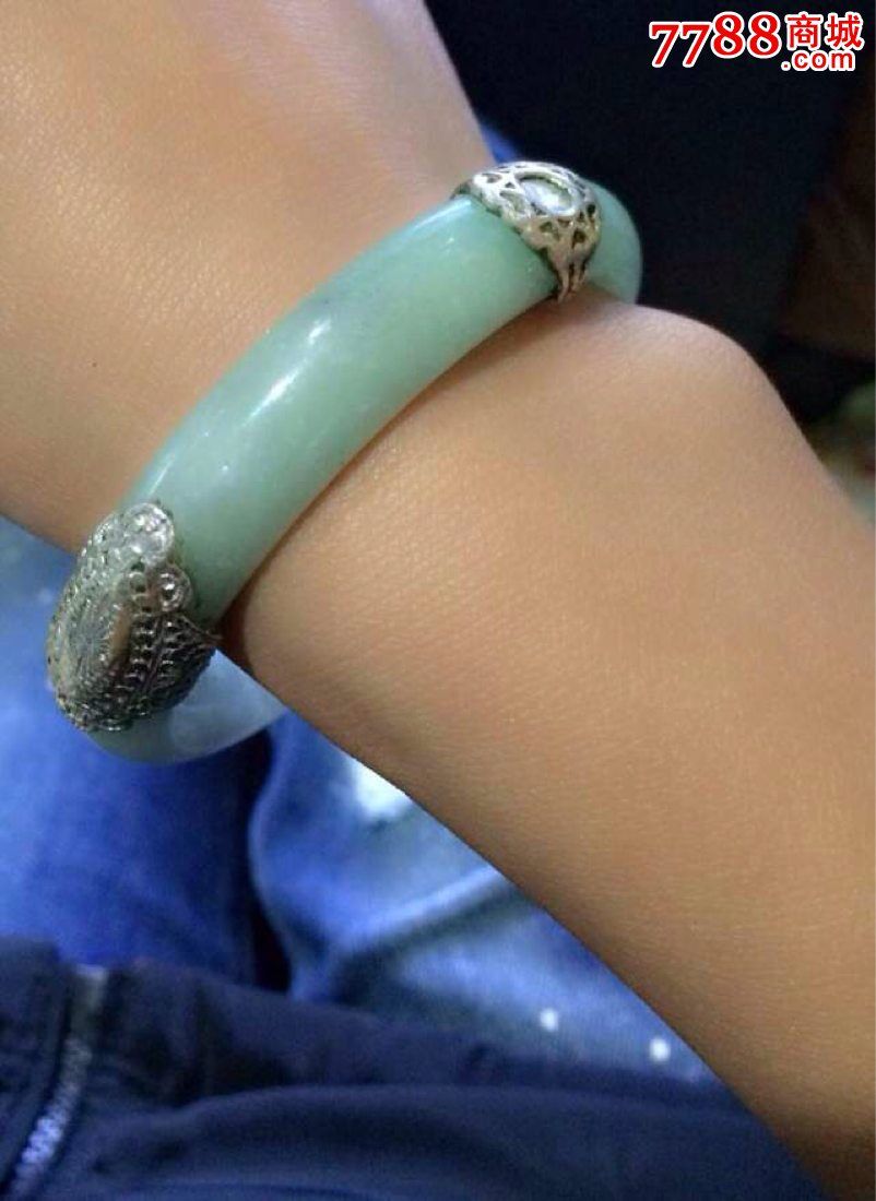 老翡翠包银镯子