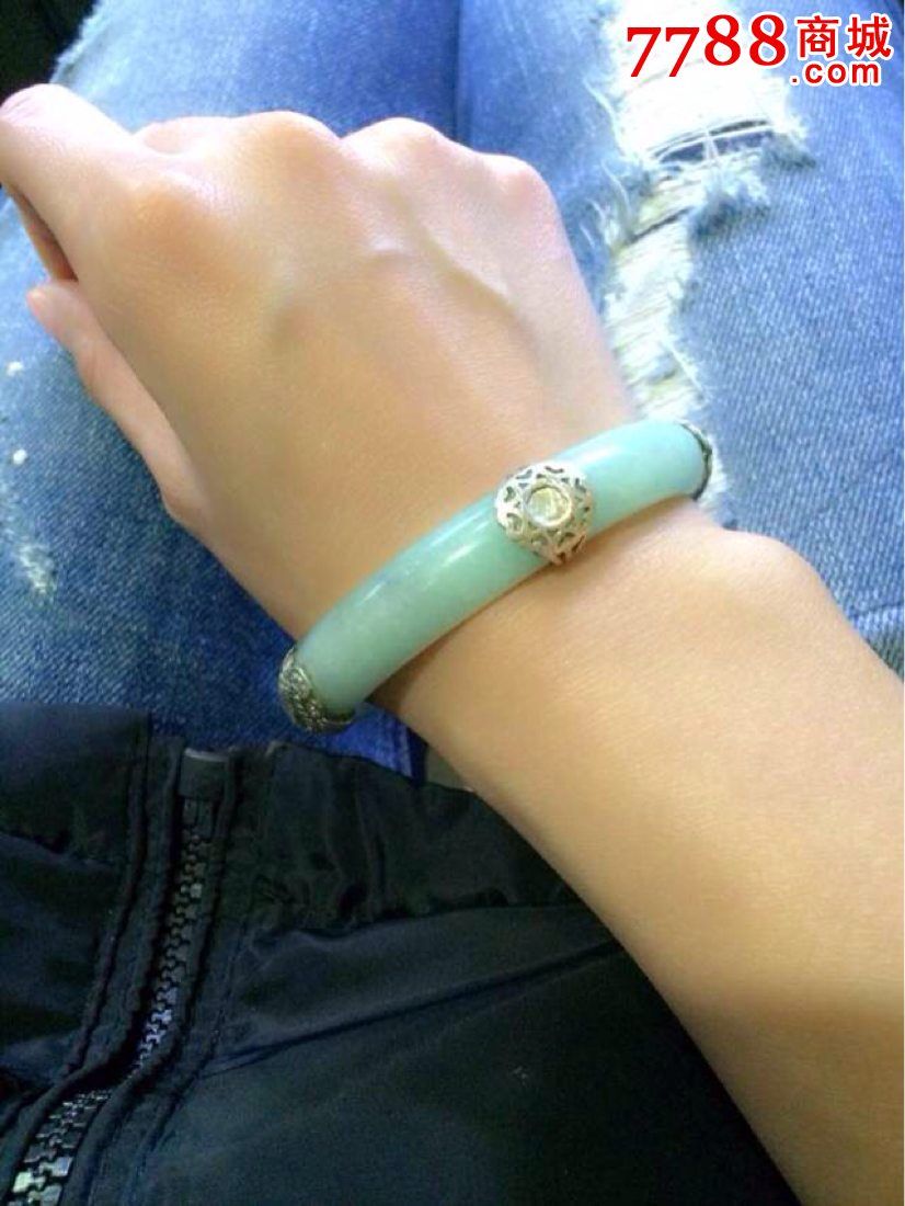 老翡翠包银镯子