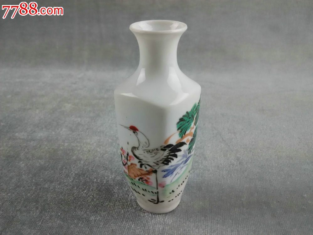 景德镇名瓷手绘釉上彩薄胎白瓷花瓶景德镇窑经典微型欣赏瓷花瓶