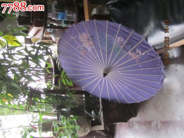 70-80年代老工艺竹制带梅花画的伞
