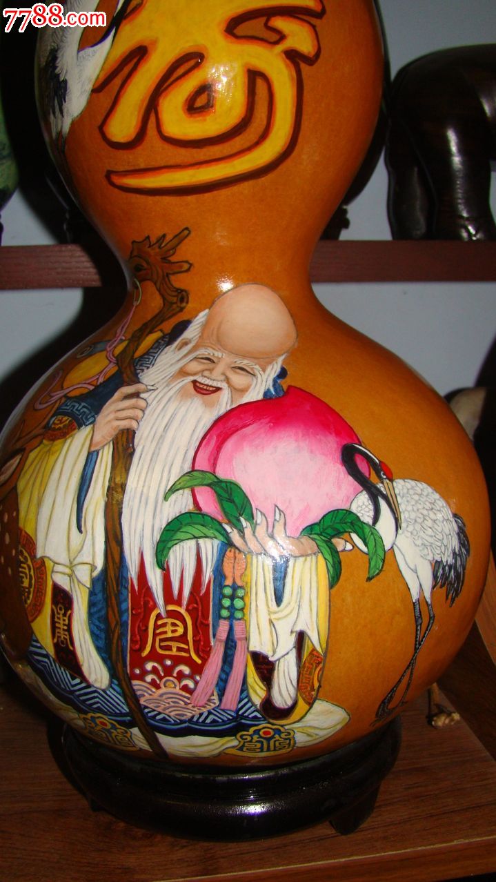彩绘葫芦,寿星图_其他工艺画_第2张_7788工艺画