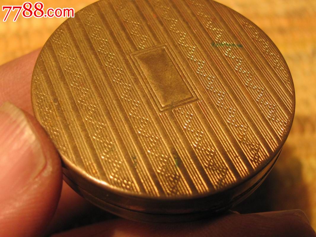 民国时期国造老铜鎏金胭脂盒