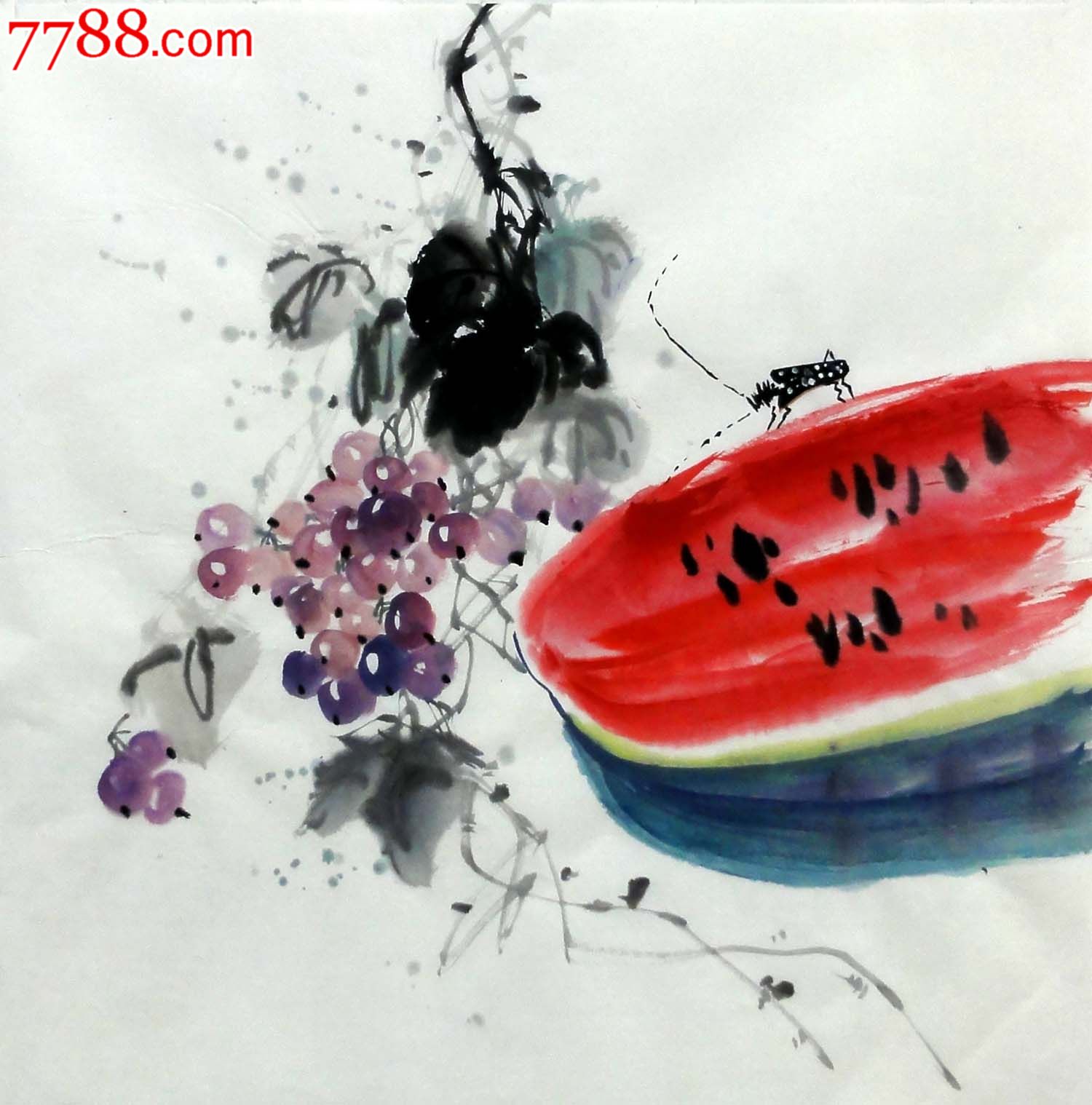 金农无款三尺斗方国画写意花鸟水果室内装饰水墨作品lp7357