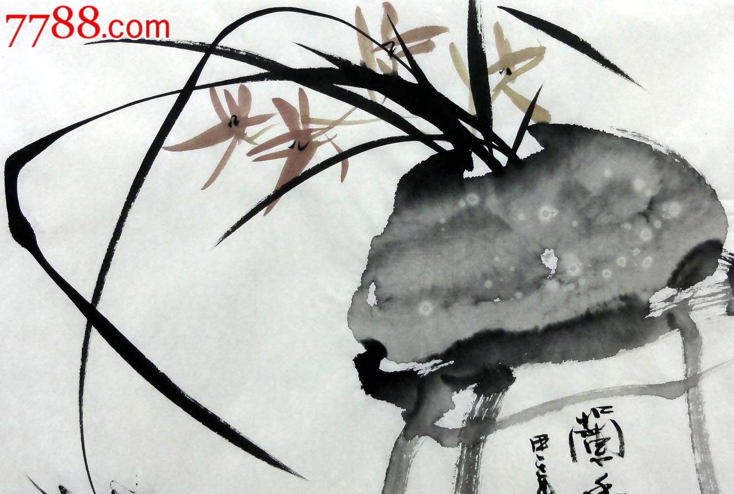 张波三尺斗方写意花鸟手绘室内餐厅装饰画作品【兰香】l-p7368