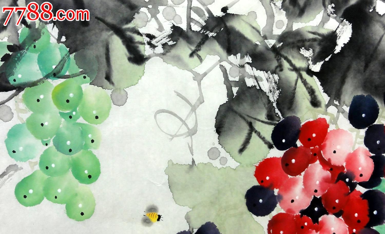 陈翰林四尺斗方写意花鸟客厅餐厅装饰作品葡萄丰收lp7383