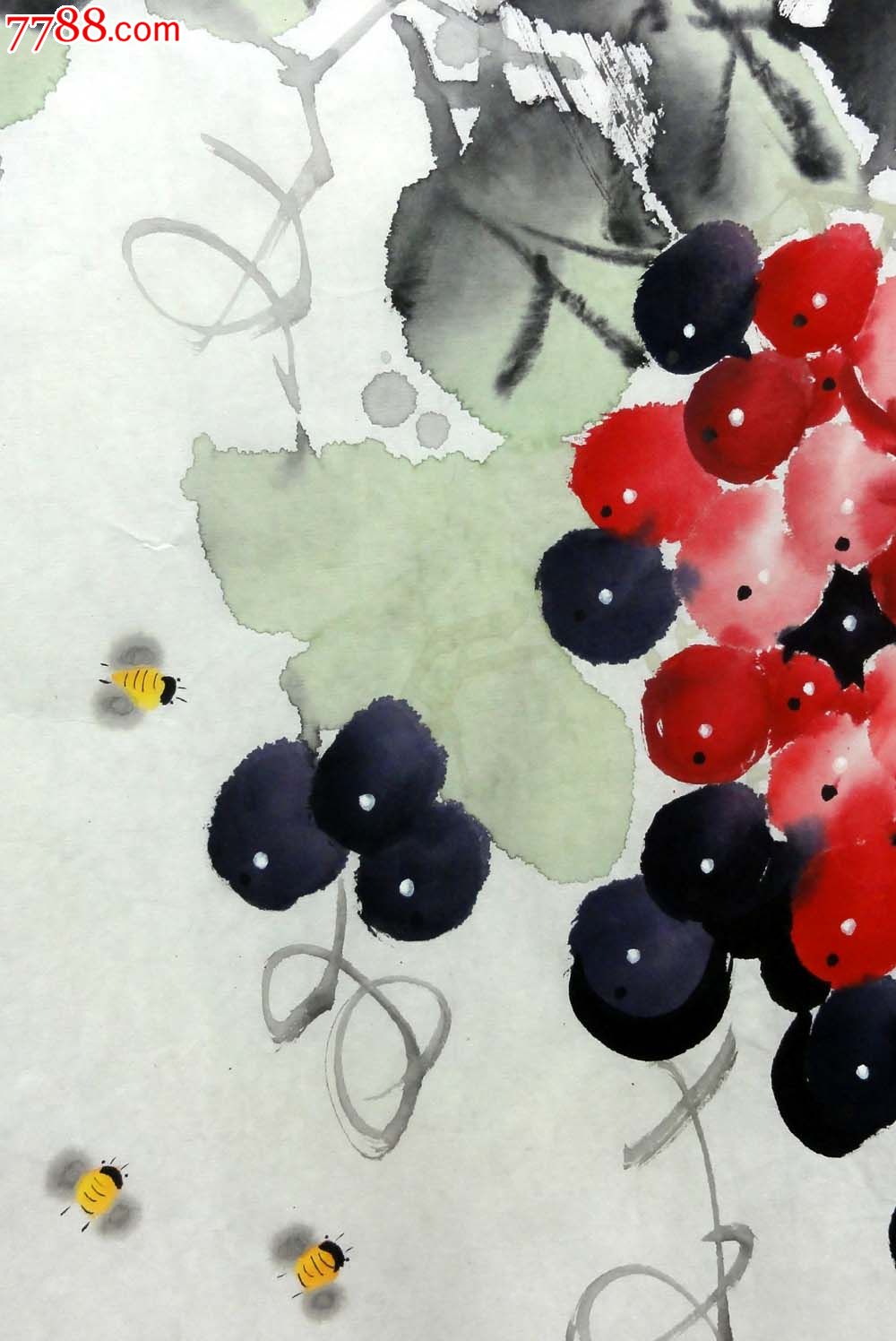 陈翰林四尺斗方写意花鸟客厅餐厅装饰作品葡萄丰收lp7383