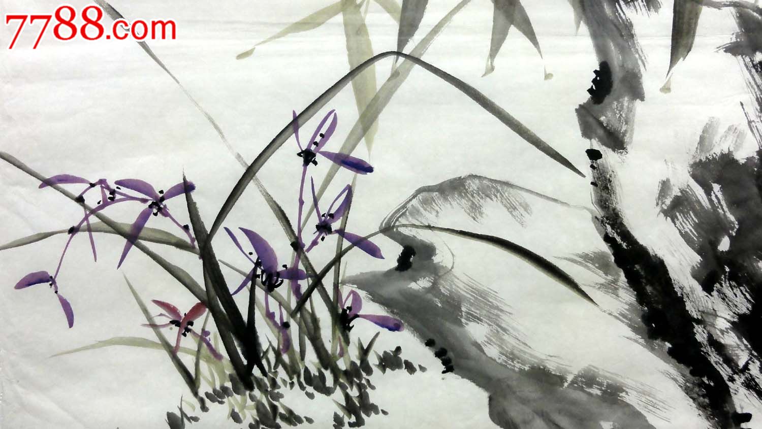 l-p7415书房走廊挂画李墨四尺斗方花鸟作品兰花【兰竹幽香】