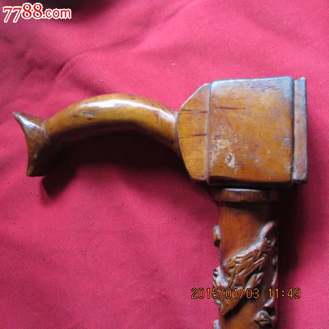 山茶木手工木雕龙老拐杖