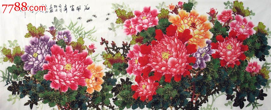 陶秋明·小八尺描金牡丹-价格:550元-se28396173-花鸟国画原作-零售