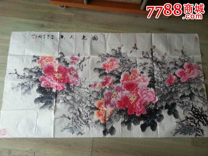 湖南著名佛教画家周峰牡丹国画