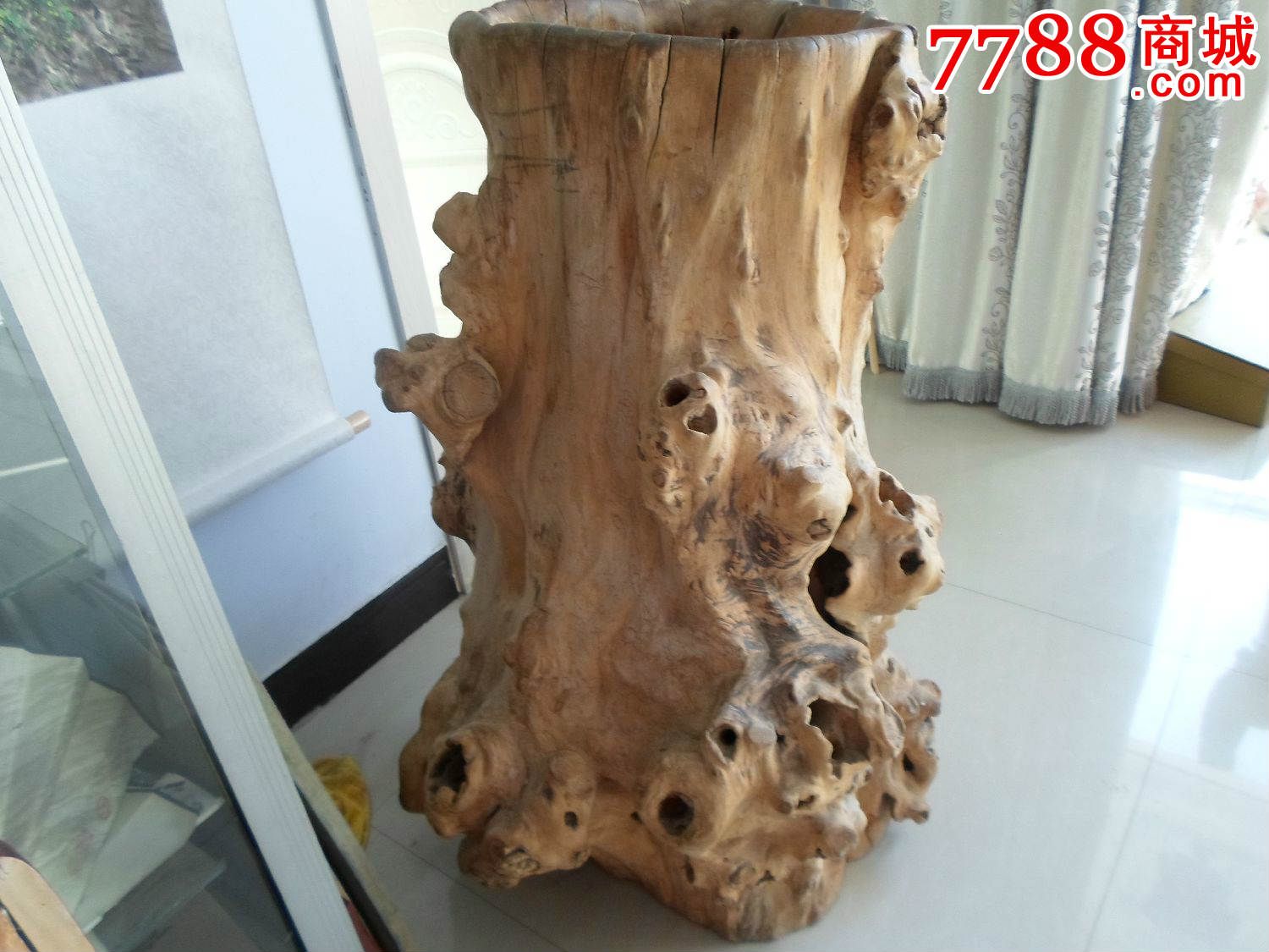 纯天然无人工雕饰雷击木榆木树雕一对