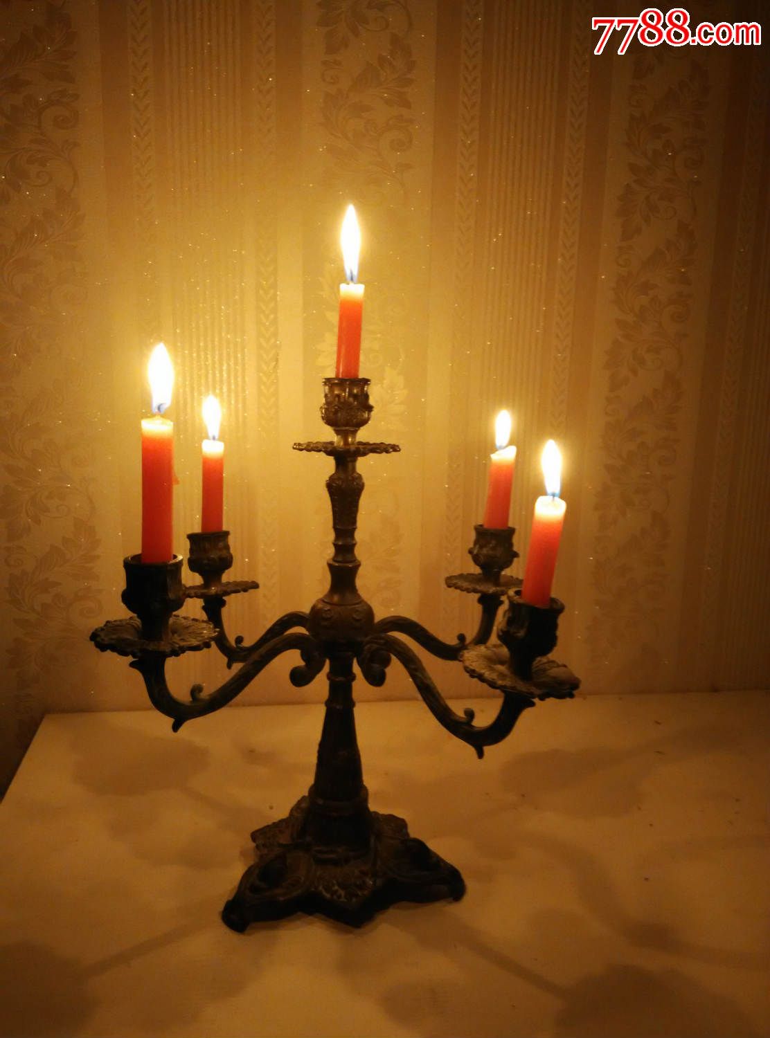 西洋老烛台,多头老蜡台,欧洲老物件,铜鎏金老器物