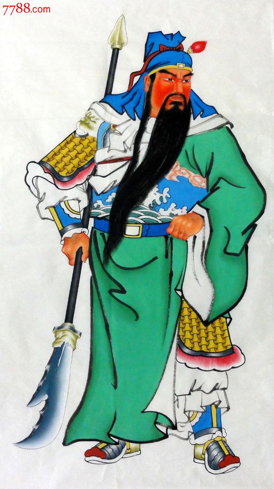 关公l-p7776无款三尺全开工笔手绘竖幅人物装饰办公室客厅画
