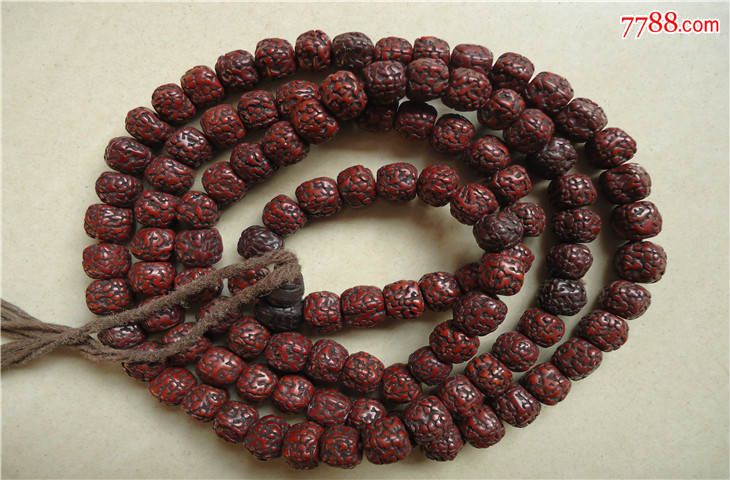 尼泊尔108颗五瓣红皮藏式小金刚念珠