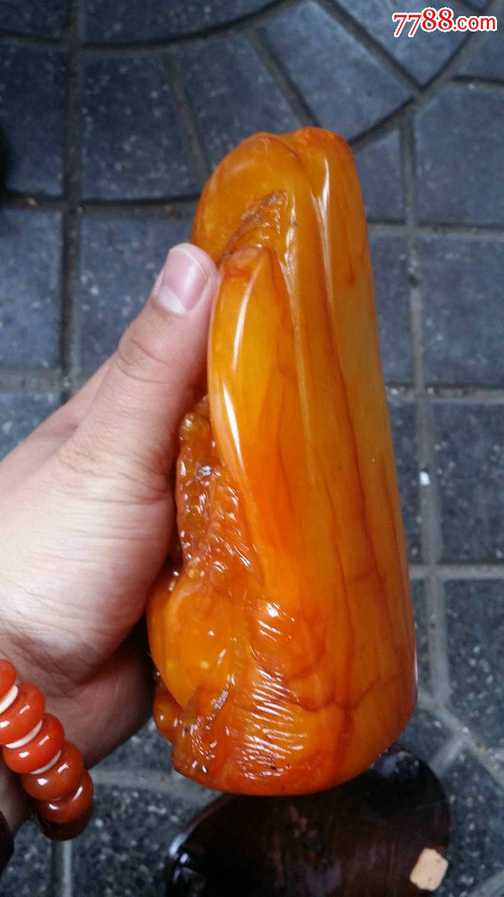 老寿山石高山冻石精雕深山访友图质地通透高22cm