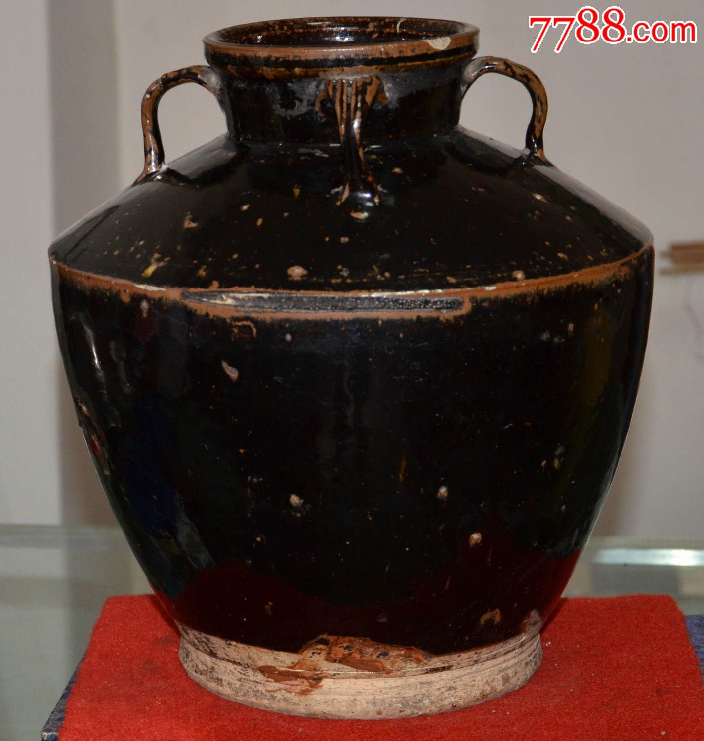 耀州老黑釉四系大罐一只!