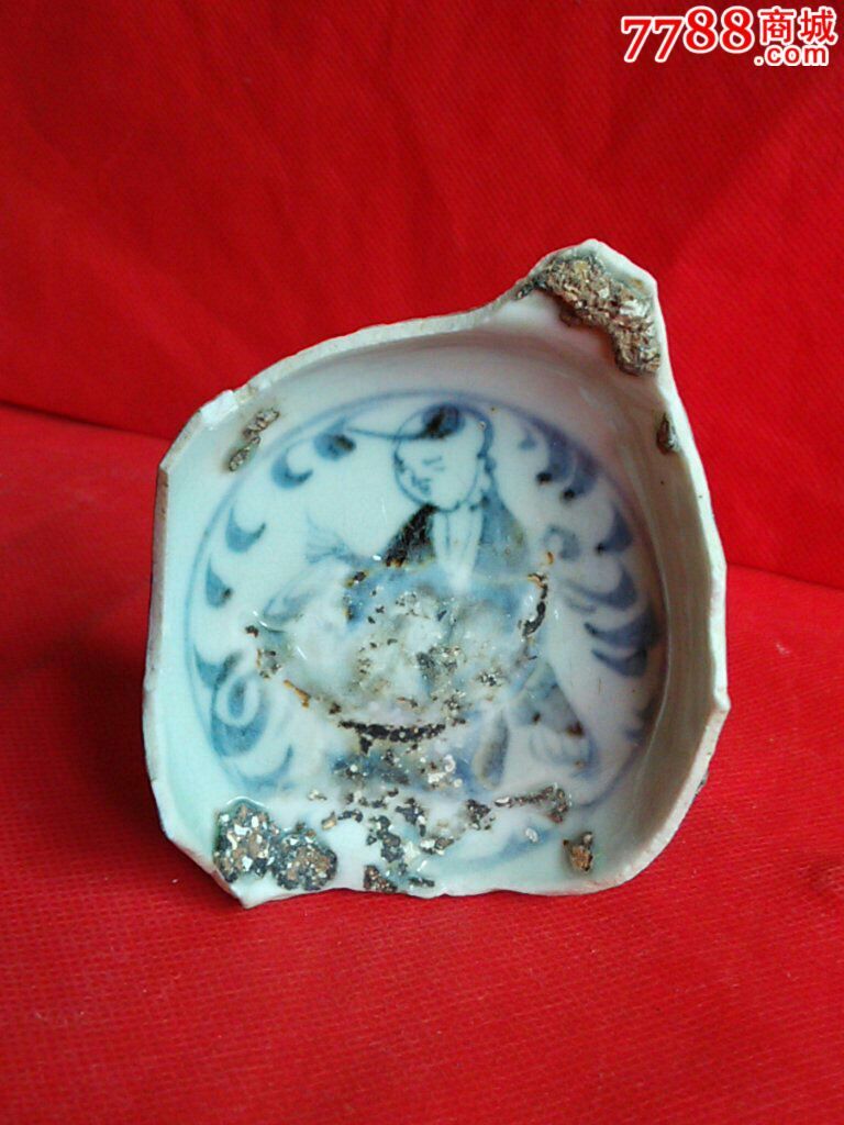 元朝人物婴戏纹样高足杯残片_瓷片_第1张_7788瓷器