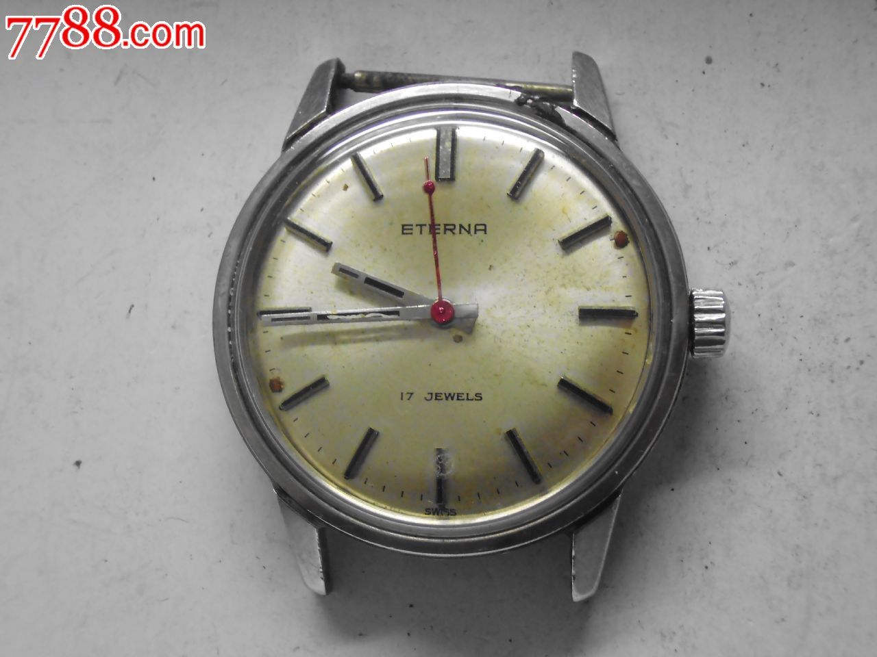 瑞士依特纳男古董表,正常好使,鼓盘.把头不是原装