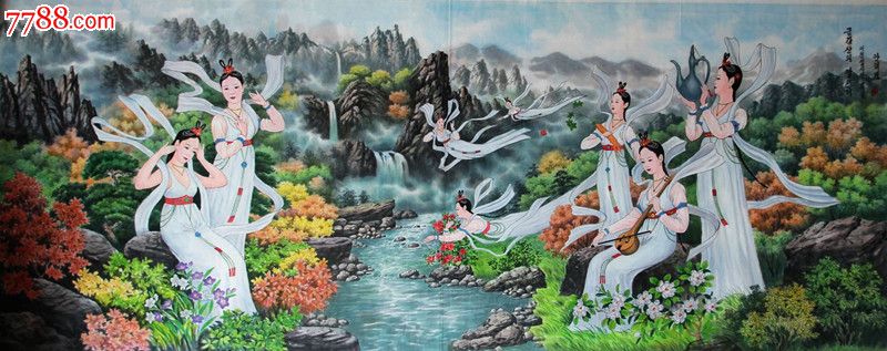 朝鲜国画金刚山八仙女