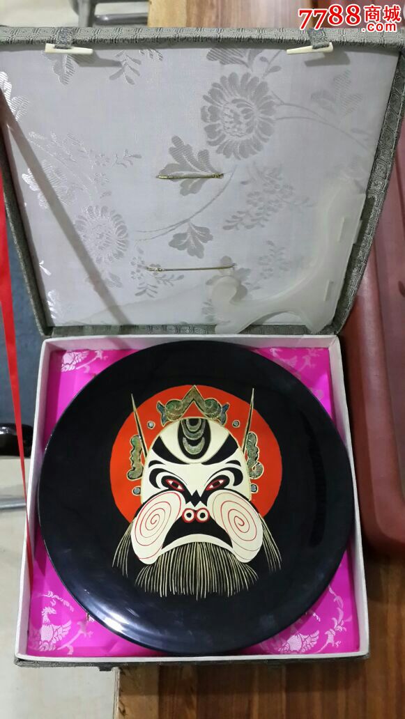 老漆盘林冲脸谱摆件