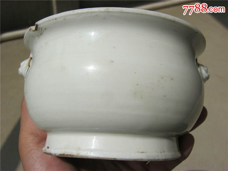 明末清初德化窑白瓷狮耳炉