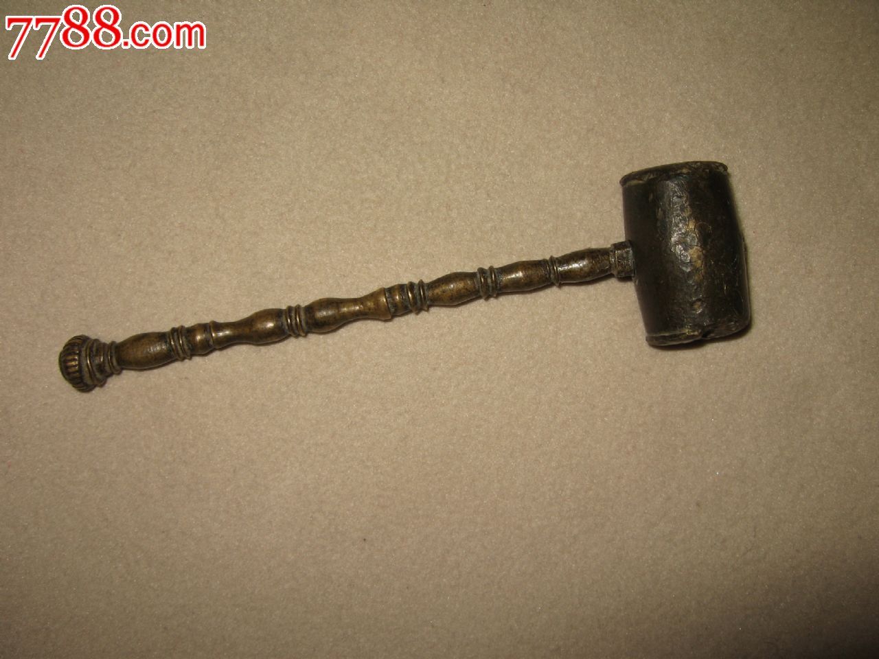 清代竹节葫芦柄小铜锤.已定