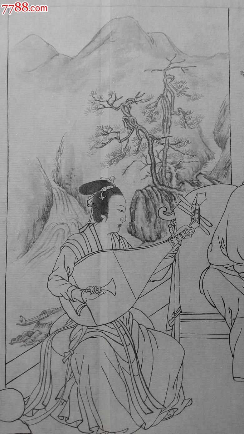 韩熙载夜宴图白描原稿长卷纯手绘