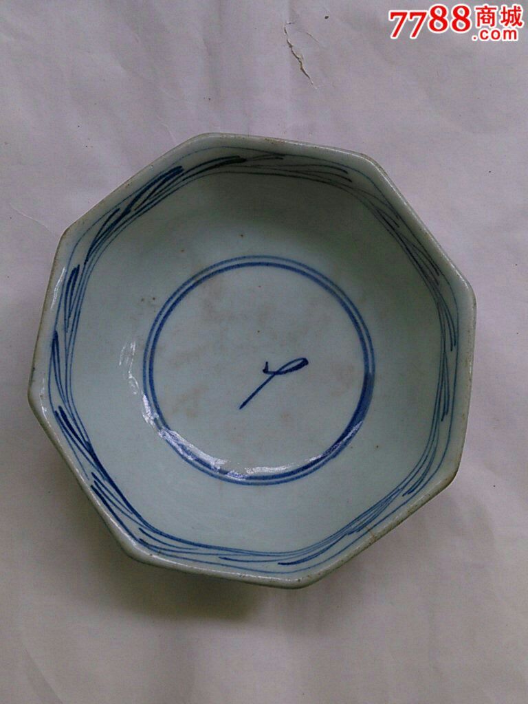 清代清花瓷八角碗