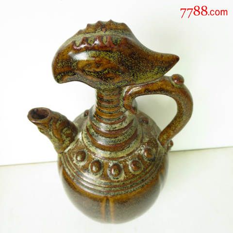 唐代茶叶末釉凤首倒流壶(精品)