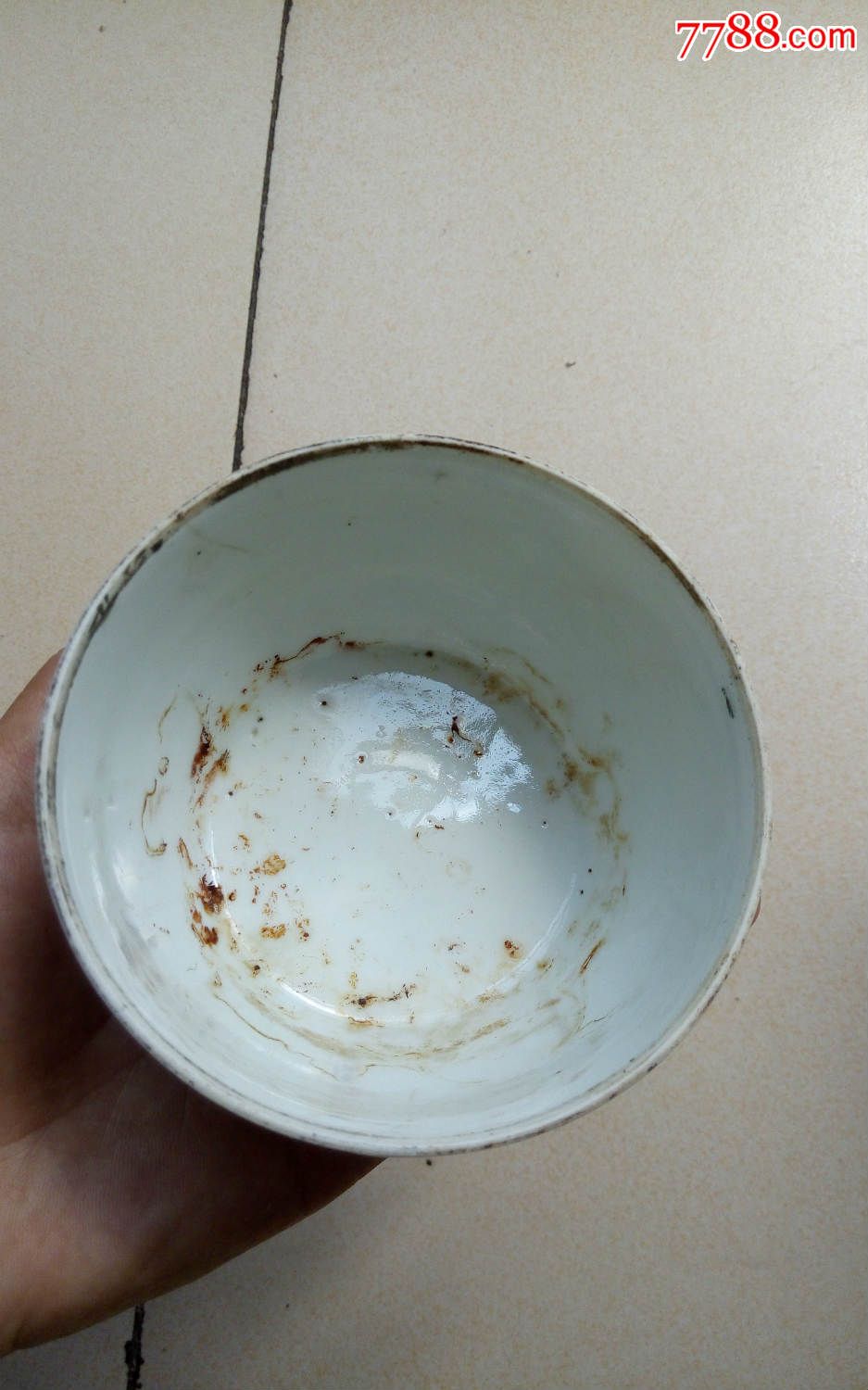 民国刘隆兴款侍女扣碗民国人物扣碗无盖老瓷器落底款古玩