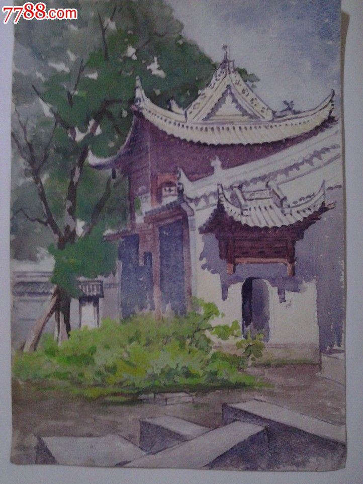 西安美院流出——老水彩画(西安古迹_水粉/水彩原画【乐淘书斋】_第1