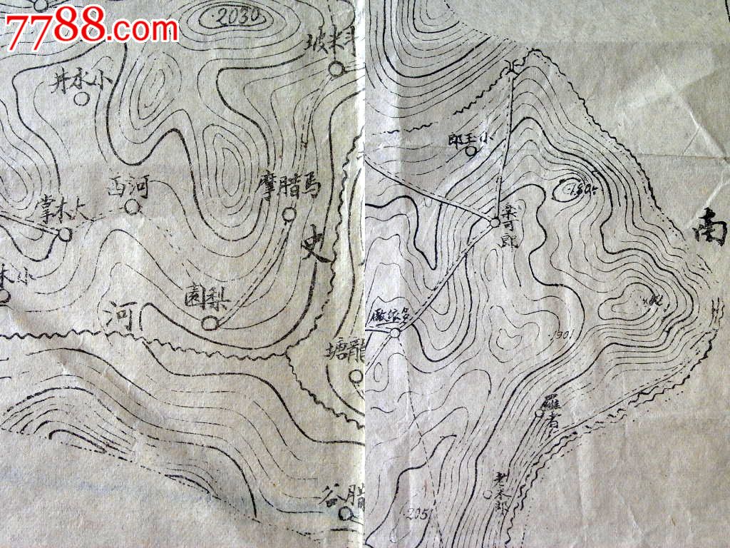 史料收藏150606-民國手繪雲南省彌渡縣地形圖珍貴少見