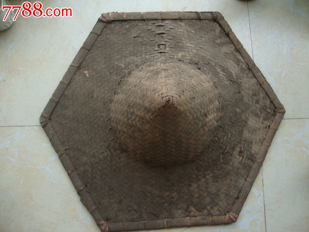 解放初竹编六边草帽红军帽红色收藏,帽子,其他帽子,草编,通用,se