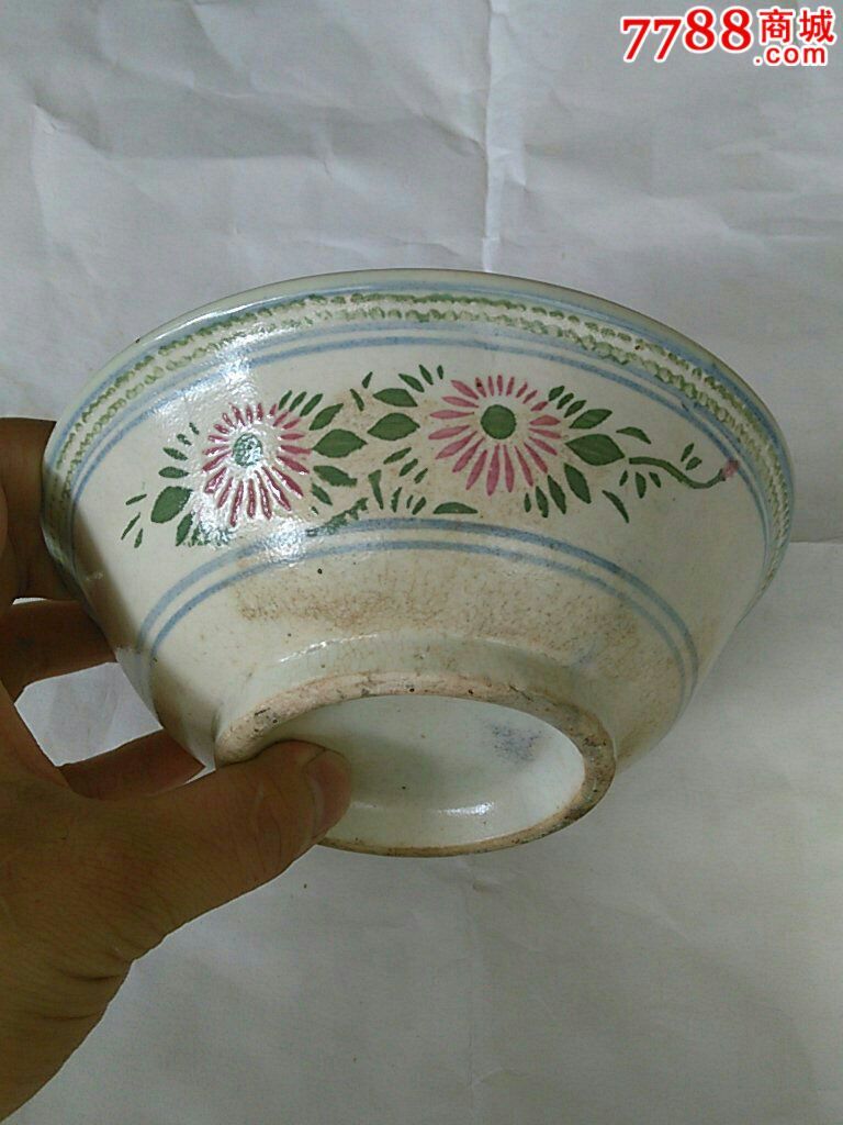 民国五彩花卉碗